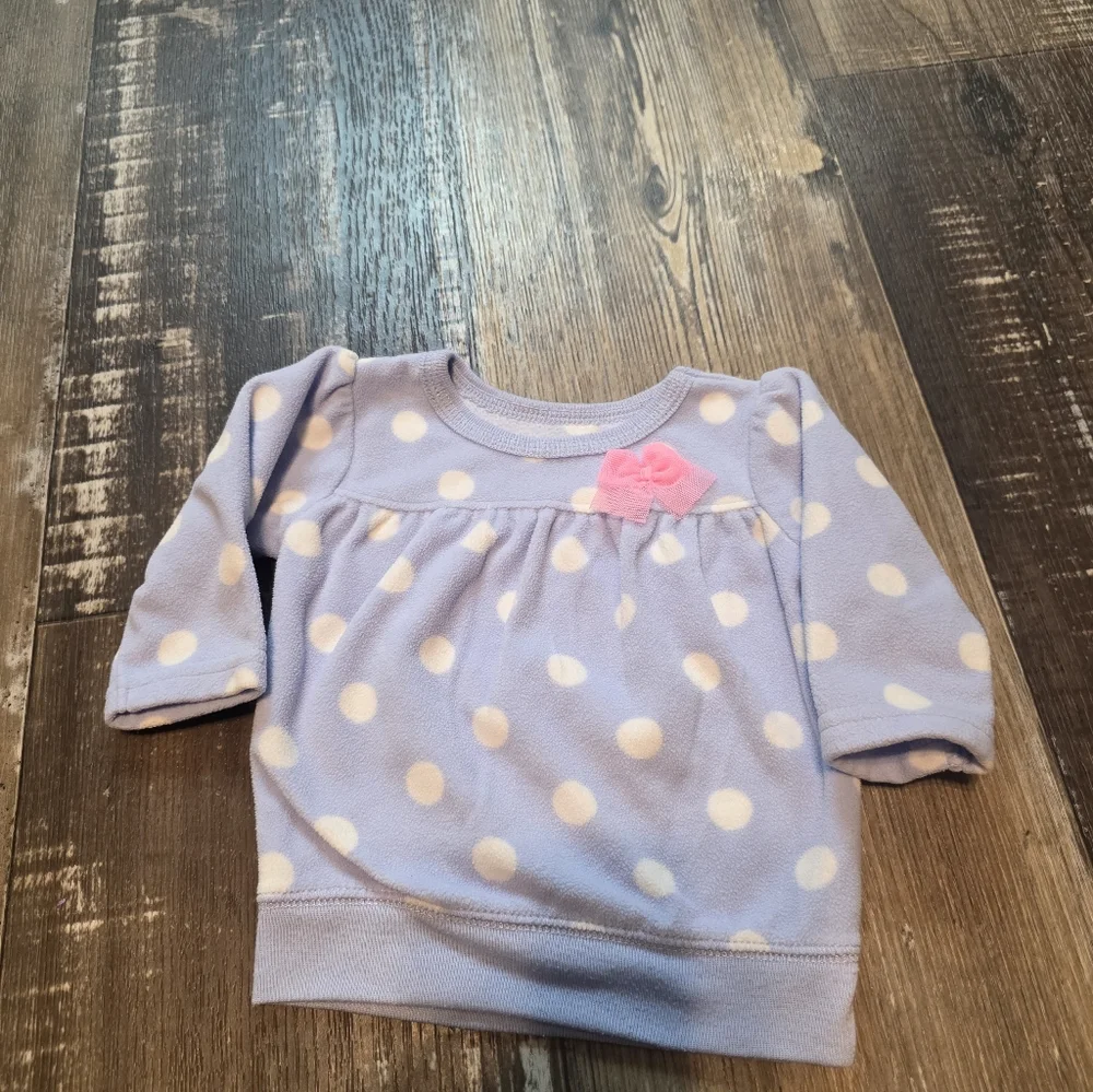 Carter's Lavender Polka Dot Sweater with Pink Bow